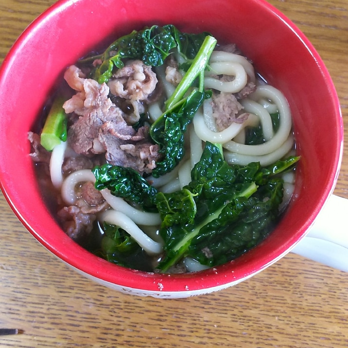 牛肉とケールのうどん